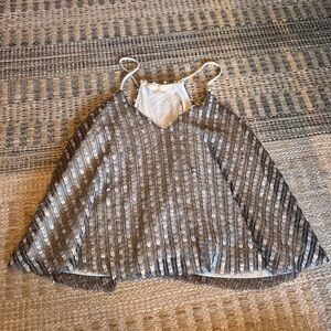 Anthropologie Silver Sequin Tank Top